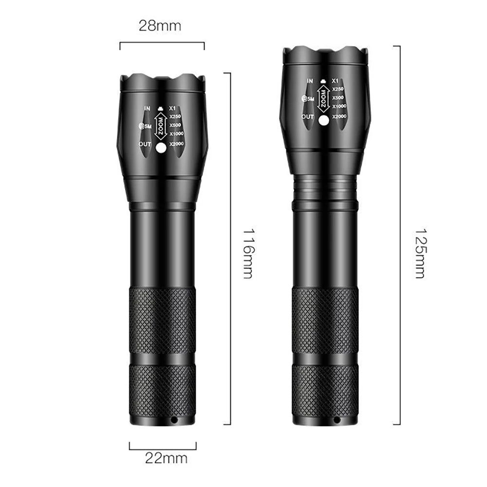 Powerful LED Flashlight Aluminum Alloy Portable Torch USB ReChargeable Outdoor Camping Tactical Flash Light - silverfoxgoods